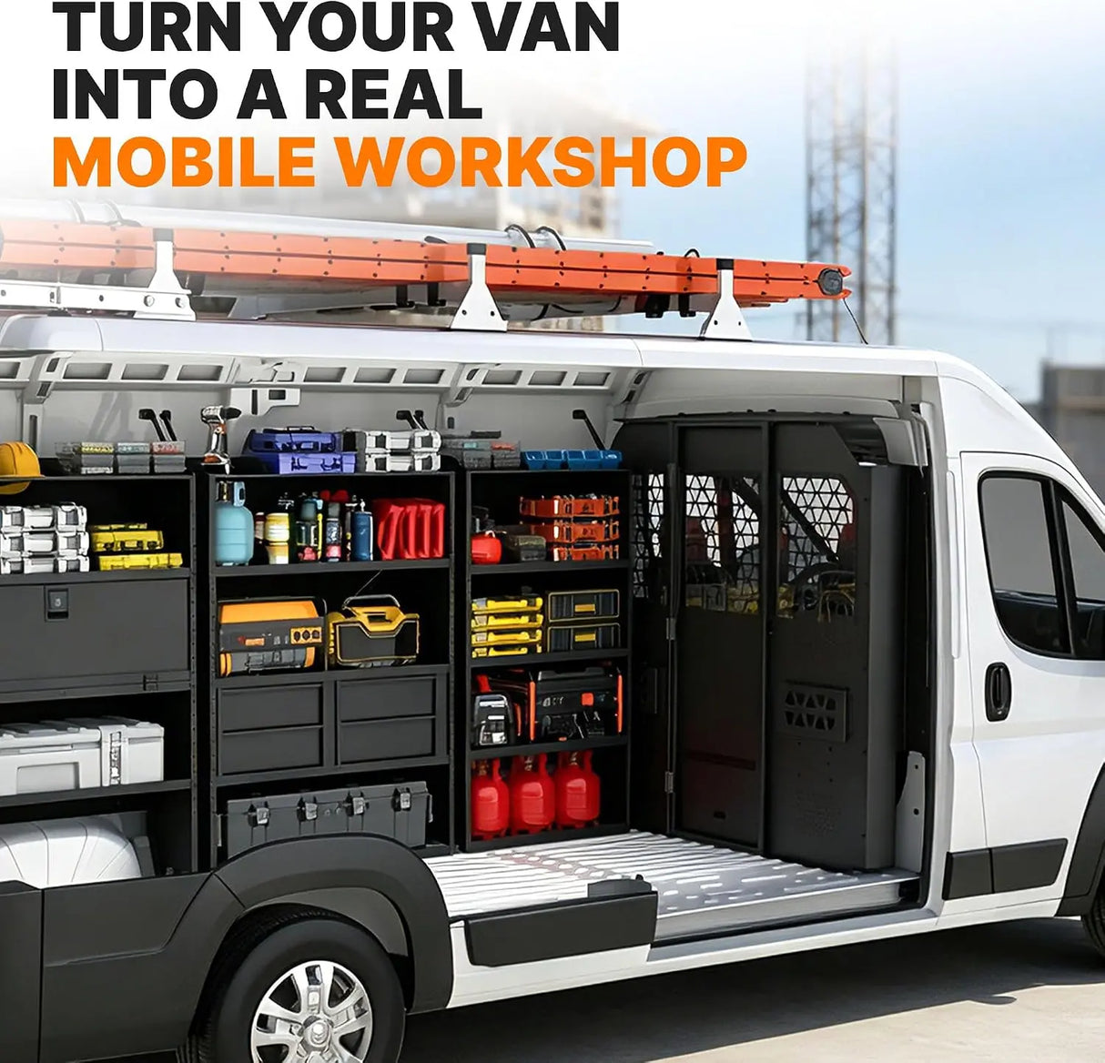 Melipron Van Bulkhead Partition for RAM ProMaster High Roof with Lockable Hinged Door