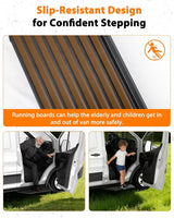 Running Board Fits for Ford Transit 150, 250, 350, Aluminum Rear Side Steps for Van No-Drilling Required-8