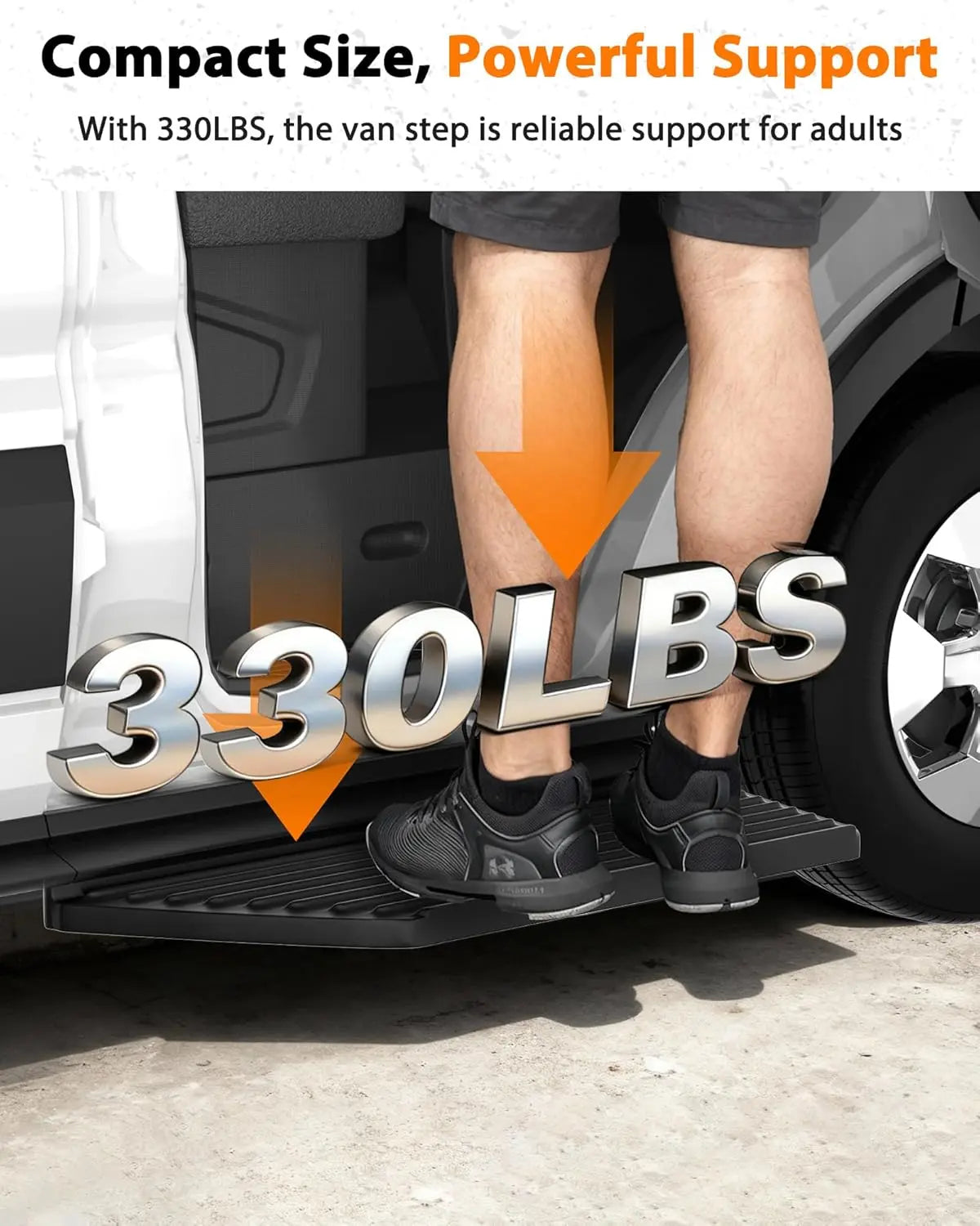 Running Board Fits for Ford Transit 150, 250, 350, Aluminum Rear Side Steps for Van No-Drilling Required-9