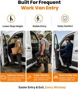 Running Board Fits for Ford Transit 150, 250, 350, Aluminum Rear Side Steps for Van No-Drilling Required-11