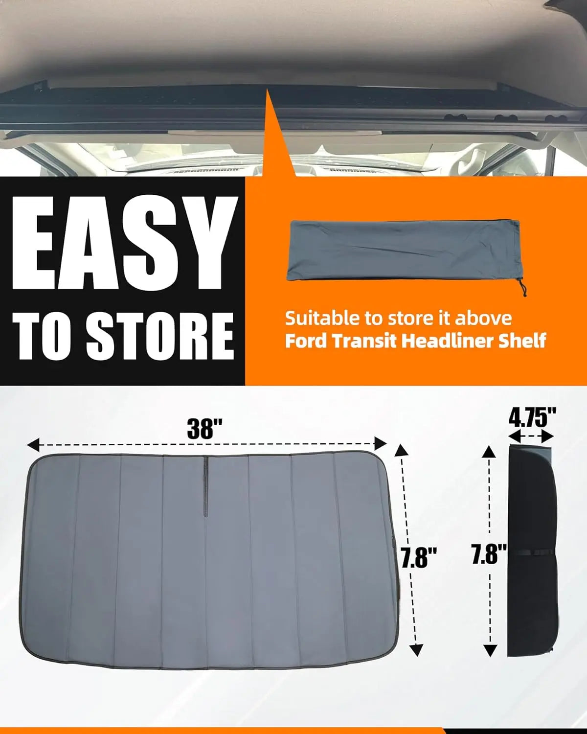 MELIPRON Window Cover Fits for Ford Transit High/Medium Roof Front Windshield Cover for Van