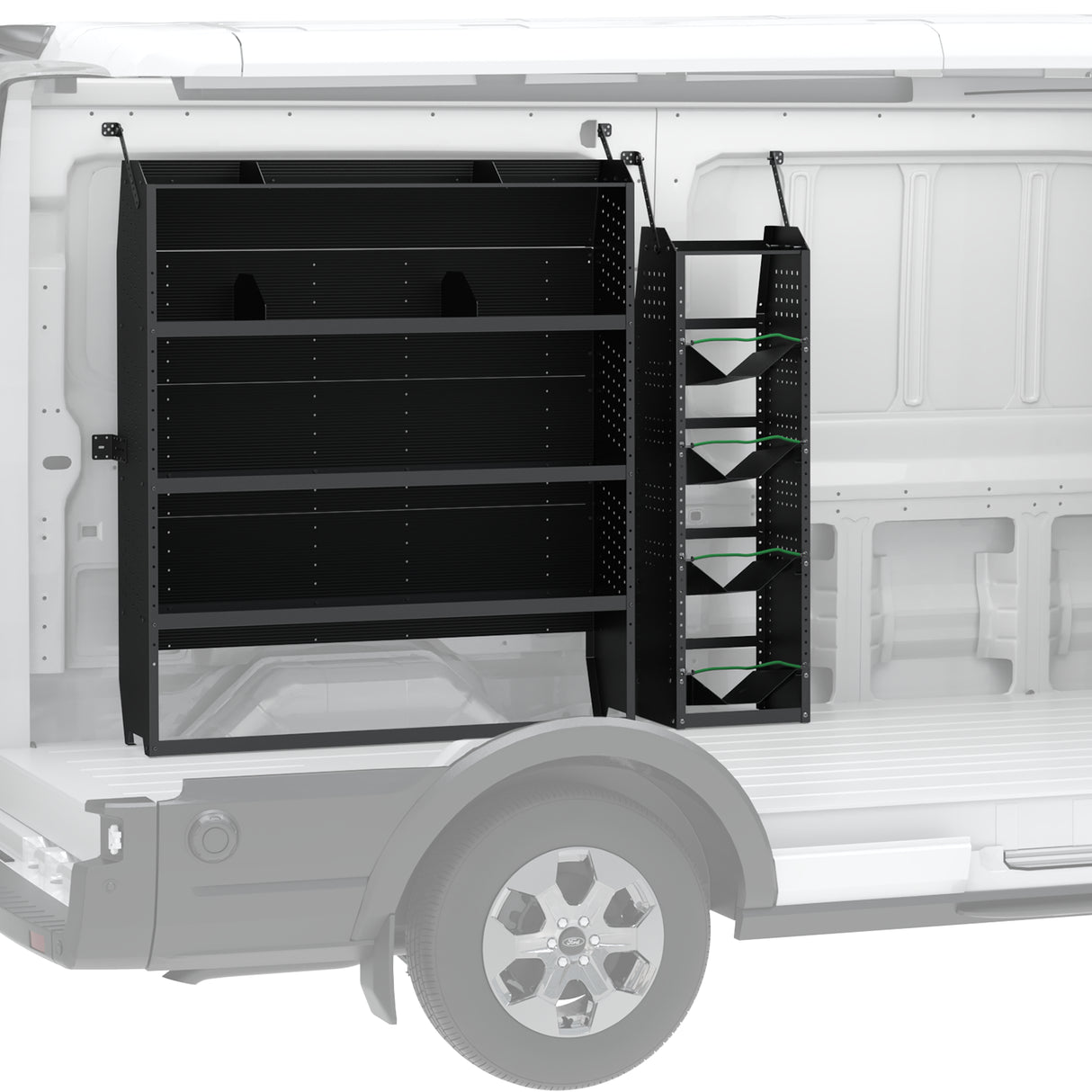 MELIPRON Cargo Van Shelving & Refrigerant Tank Rack, 52″W x 60″H x 13″D Steel Shelf and 3-Tier Freon Tank Holder for HVAC Service Vans