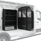 Melipron Ford Transit Van Partition & 32″ W x 60″ H x 13″ D Steel Shelving, Fits Transit 150/250/350 Mid-Roof 2014–2026