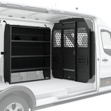 Melipron Ford Transit Van Partition & 42″ W x 60″ H x 13″ D Steel Shelving, Fits Transit 150/250/350 Mid-Roof 2014–2026