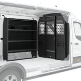 Melipron Ford Transit Van Partition & 52″ W x 60″ H x 13″ D Steel Shelving, Fits Transit 150/250/350 Mid-Roof 2014–2026