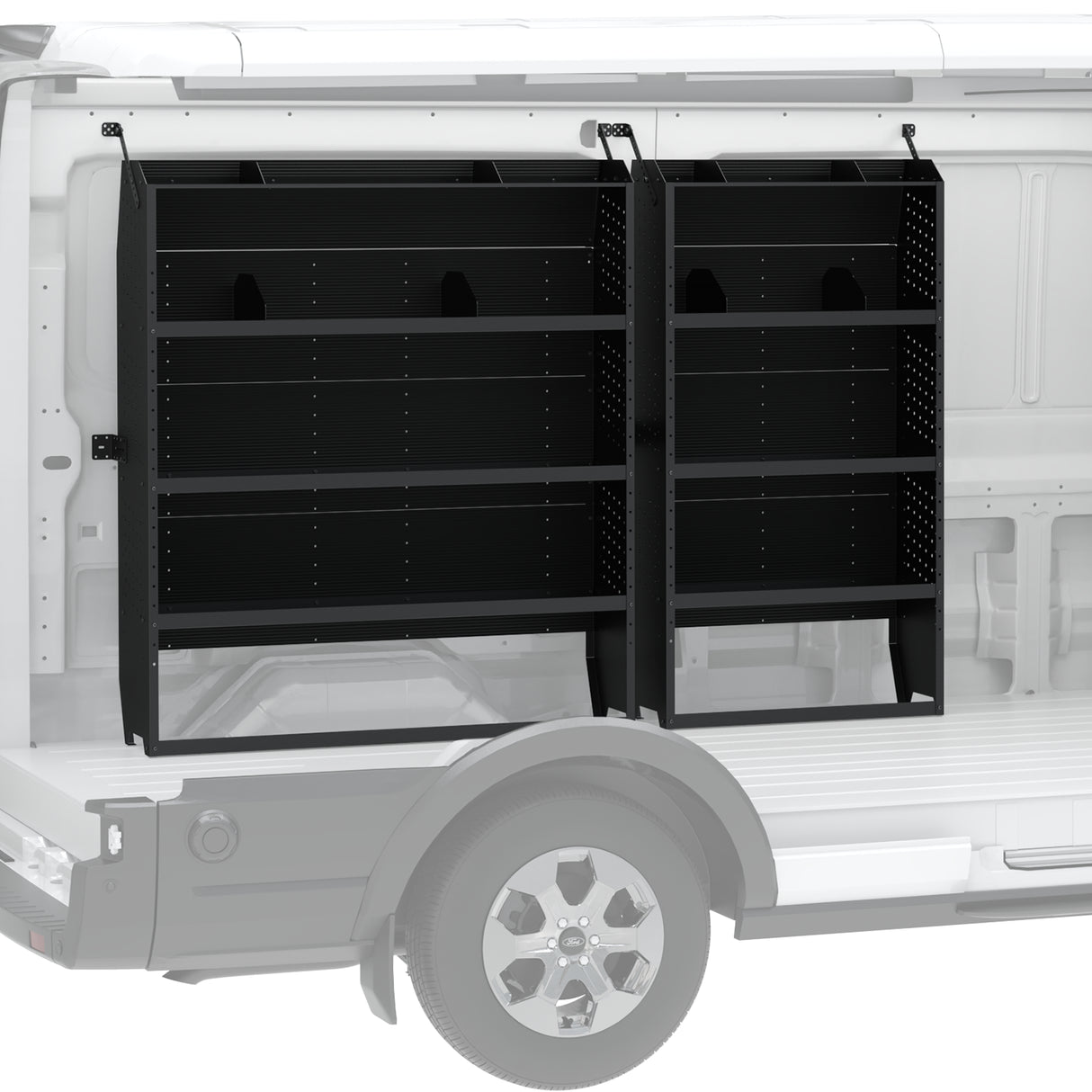 Melipron 32"W x 60"H x 13"D & 52"W x 60"H x 13"D Steel Cargo Van Shelving