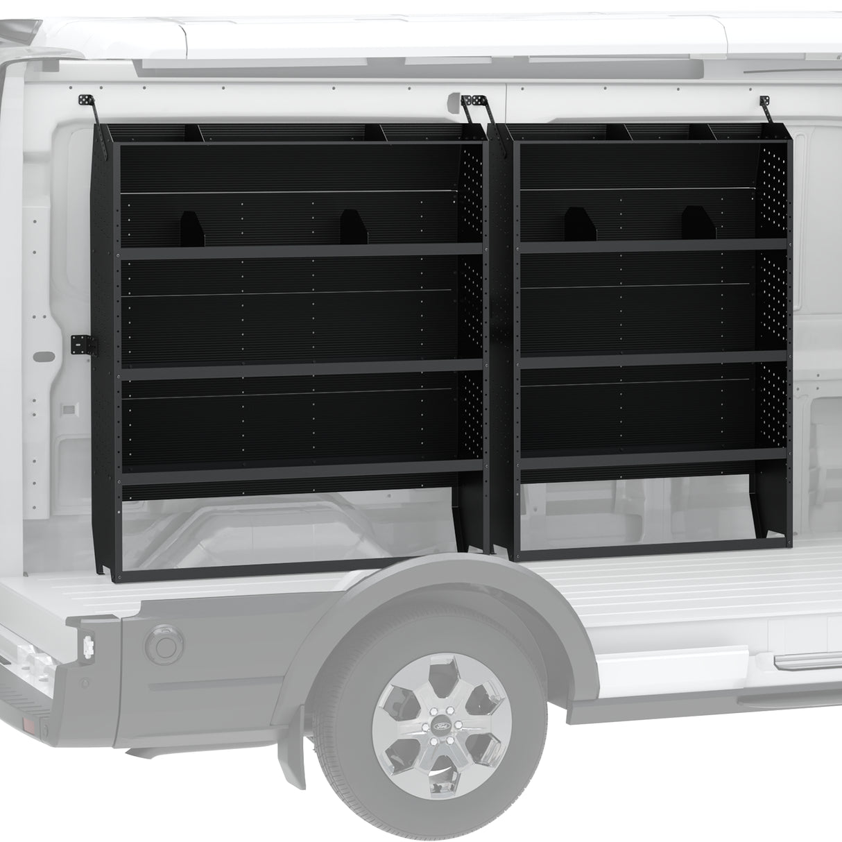 Melipron 42"W x 60"H x 13"D & 52"W x 60"H x 13"D Steel Cargo Van Shelving