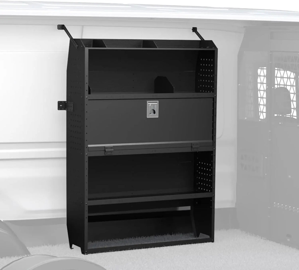 Melipron 60" H x 13" D Steel Cargo Van Shelving Storage with Door-1