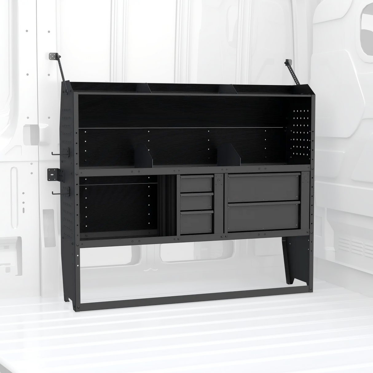 MELIPRON 46"H x 13"D Cargo Van Shelving Storage with Lockable Drawers for Ford Transit, RAM ProMaster, Chevy Express, Sprinter